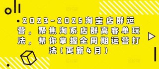 2025淘宝店群运营，聚焦淘系店群高客单玩法，帮你掌握全周期运营打法[免费在线观看][夸克网盘]