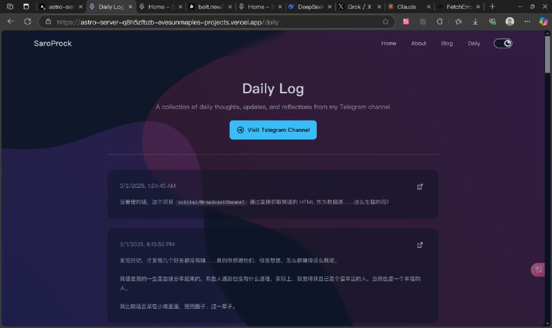 哇，成功了！！！本地 dev 一直跑不起来，发现必须 build 在 Vercel 上面才可以
